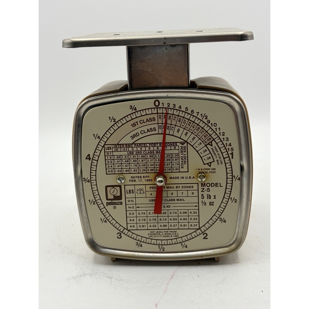 Vintage Pelouze Z-5 Postal Scale 5 Lb x 1/2 Oz Parcel Post Mail Scale USA